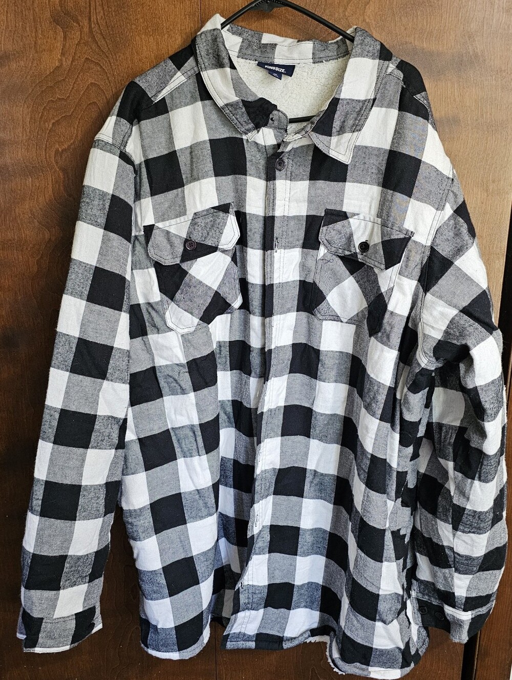King Size 3xlt Fleece Lined Flannel Button Up Jacket